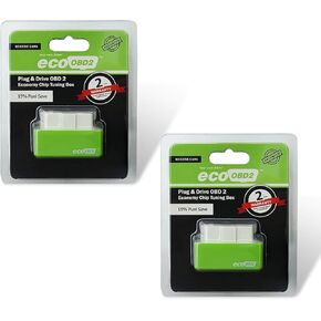 2 PCS Automobile Power Upgrade Fuel Saving, OBD2 ECOOBD2 Automotive Plug and Driver Single Plate, Automotive Energy Saver Accessories, Universal for Most Cars (Green)