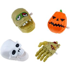 VALICLUD 4pcs Halloween Wind- up Toys Halloween Clockwork Toys Kids Halloween Toys Pumpkin Skull Shape Mininature Halloween Party Decoration