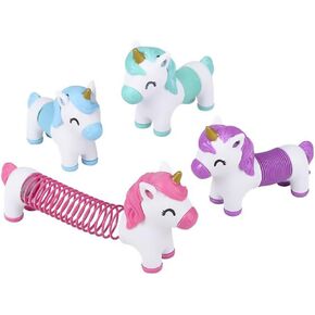 The Dreidel Company Unicorn Rainbow Coil Spring, Variety Colors of Unicorn Magic Springy Toy for Kids, Party Favor, Birthday Parties, Carnival Prizes, Goody Bag Filler, 4.7" (4-Pack)