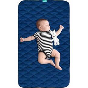 Crib Mattress Protector Pad Cover Quilted Waterproof Incontinence Bed Pads Wetting Protection Pad 52" x 28" Reusable & Non-Slip Potty Training Pads for Toddlers (Quilted Improved Thickness)