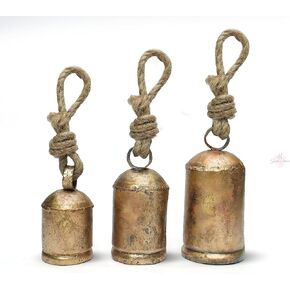 Sparkle Dreams Shabby Chic 3 Bells Made of Tin Vintage Rustic Cow Bells for Christmas Tree Jingle Hanging Bells