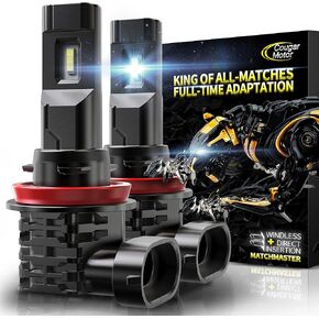 Cougar Motor H11 Light Bulbs, H8 H9 Light Bulb Fanless 6500K Plug and Play Direct Installation Fog Light or Off-Road - Pack of 2