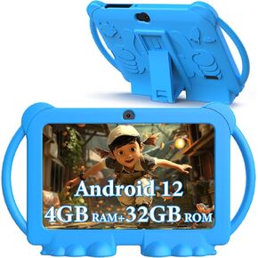 تابلت RUIQIAI للأطفال مقاس 10 بوصة مع حافظة، جهاز لوحي Android 11 للأطفال، 3 جيجابايت + 64 جيجابايت، شاشة لمس IPS، مراقبة أبوية، كاميرات مزدوجة، واي فاي، BT (جهاز لوحي مع قلم)