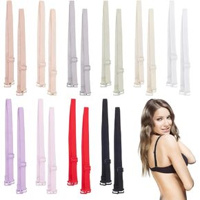 NBEADS 20 Pairs Non-Slip Elastic Bra Straps, 10mm Adjustable Swimsuit Straps Replacement Bra Strap Holder with Hooks Stretchable Shoulder Bra Straps for Woman, 10 Colors