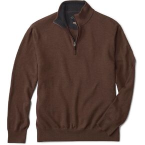 Orvis Merino Wool Quarter Zip Pullover 2.0 - Soft Merino Wool Sweater for Men with Faux Suede Binding and Rib-Knit Trim