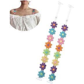 Removable Bra Straps Decorative,Cute Daisy Invisible Bra Straps Replacement,Lingerie Shoulder Straps for Strapless Tops Dress
