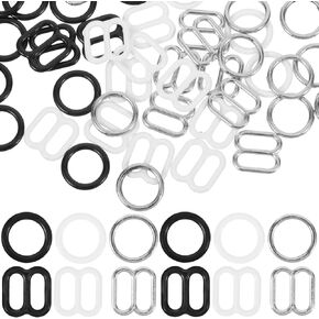 VILLCASE 30pairs Bra Strap Hooks, Bra Sliders and Rings for Sewing Bikini Halter Swimsuit Tops Lingerie Rings Metal Bathing Suit Clips Clasp Bra Extenders Hooks for Slip Dress