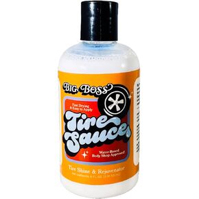 Big Boss Tire Sauce, 8 oz. - Car Tire Protection from UV Light, Easier to Clean, Auto Tire Coating & Shine, Lasts at Least 1000 Miles, No Cracking, Yellowing or Flaking