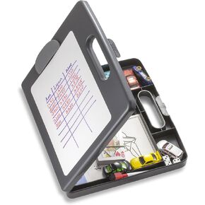 Officemate Clipboard Box for Activities with Dry Erase Board, Letter/A4 Size, Charcoal (83383)