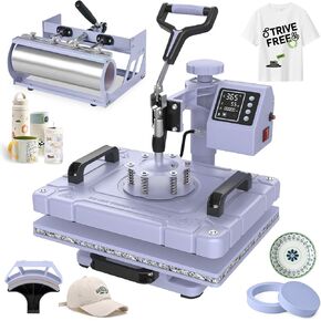 Seeutek Heat Press 5 in 1 Heat Press Machine 12x15 بوصة التسامي تي شيرت الضغط مع 30OZ 20OZ بهلوان الصحافة الحرارة 360 درجة سوينغ بعيدا مجموعة نقل الحرارة للقمصان والقبعات والأكواب والأطباق - الوردي in Kuwait