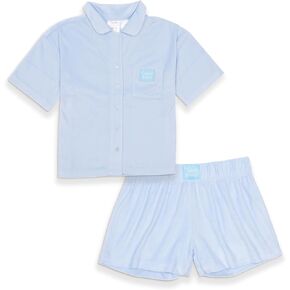 Calvin Klein girls Short Sleeve Button-down Shirt and Shorts Pajama Set