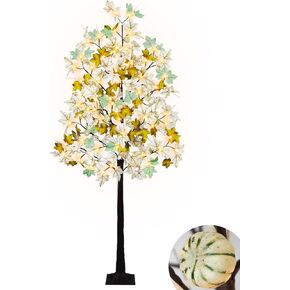 Ruidazon 4 FT Prelit Fall Lighted Ginkgo Tree with 140 LEDs Timer Fall Tree with Lights & 8 Flashing Modes Autumn Decoration for Home Wedding Indoor Outdoor Thanksgiving Halloween Christmas Decor