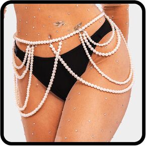 Cosydays Pearl Waist Chain Belt Silver Belly Chains Beach Bikini Waist Accessories for Women