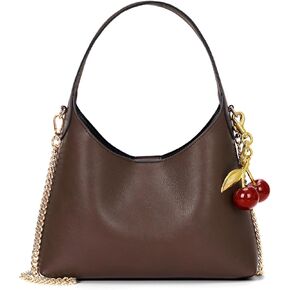 JQWSVE Shoulder Bags for Women Small Tote Purse with Cherry Bag Charm Trendy Leather Handbag Fall Purse Chain Crossbody Bag