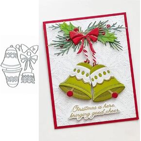 Christmas Bell Bow Pine Metal Die Cuts,Merry Christmas Bell Bowtie Pine Flower Leaf Cutting Dies Cut Stencils for DIY Invitation Card Scrapbooking Album Decorative Embossing Paper Dies Card Making