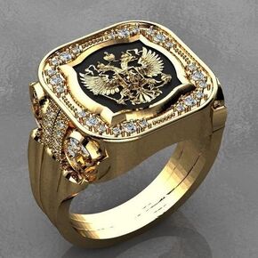 18K Golden Eagle British Diamond Set Zircon Ring with Magnificent Men's Dominance and Unique Emblem Logo Cool Ring Jewelry-Making-Patterns