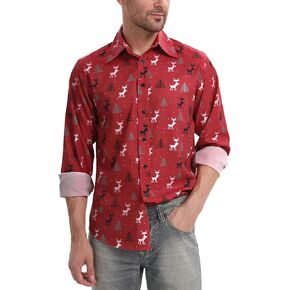 Christmas Shirts for Men,Santa Claus Party Long Sleeve Button Down Shirts Family Christmas Outfits