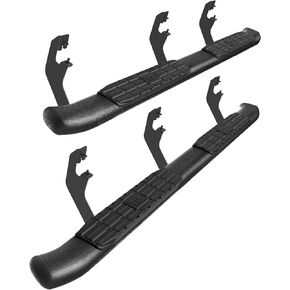 TAC Side Steps Fit 2015-2024 Chevy Colorado/GMC Canyon Crew Cab Pickup Truck 4.25" Oval Bend Texture Black Nerf Bars Running Boards (Texture Powder Coating Brackets)