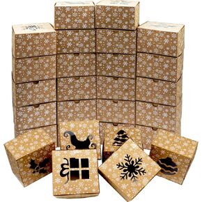 VEYLIN 24Pack Christmas Bakery Boxes with Window, 4“ x 4" x 2.4" Kraft Small Holiday Cookie Boxes for Xmas Gifts Cookie Cupcake
