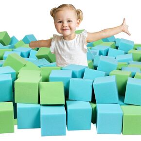 Foam Pit Cubes Blocks - 48PCS Sponge Form Cubes for Foam Ball Pits, Gymnastics, Freerunning and Parkour Courses, Skateboard Parks, BMX, Trampoline Arenas-Grey and black(5" x 5" x 5")