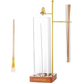 Incense Holder, Incense Sticks Burner with Detachable Glass Ash Catcher and Storage Tube, Oud Burner with Ash Brush, Incense Burner for Yoga Spa Madiation Relaxation, Home Decor