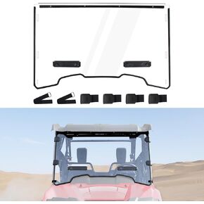 Front Full Vented Windshield Compatible with 2014-2024 Pioneer 700 2P 4P Accessories Scratch Resistant Clear Hard Coat Poly Front Windscreen Window for Honda Pioneer 700-2 700-4