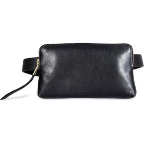 AllSaints Women's Leather Belt Bag, Removable Zip Pouch for Hands-Free Carrying, Black, S/M