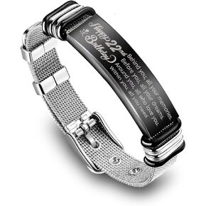 Happy Birthday Stainless Steel Bracelet Engraved with Inspirational Message Customized for Son,daughter,friends,sister,brother