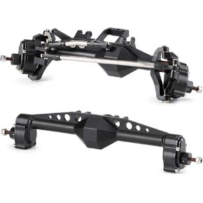 1/10 RC Portal Axles Set with BTA Servo Mount Machined 7075 Aluminum One Piece Construction Offset for Axial Capra SCX10 III LCG Cheater Rigs (Black F&R Set)