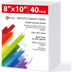 Simetufy 40 Pack Canvas Boards for Painting 8x10In Canvases for Painting - Cotton Canvas Panels for Oil, Acrylic, Gouache & Watercolor Painting