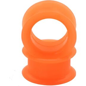 Pair 9/16" (14MM) ORANGE SILICONE EYELET TUNNELS Double Flare Gauges Thin Soft Flexible Flesh Plugs (2pcs)