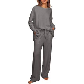 Ekouaer Womens Pajama Set 2 Piece Long Sleeve Lounge Set Micro Fleece Pjs Soft Loungewear S-XXL