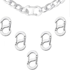 5 Pieces Double Opening Lobster Clasp Shorten Clasp Necklace Clasp,Stainless Steel S Lock Close Bracelet Connector and Extended Necklace Clasp for Jewelry Making Finds (Silver)