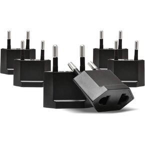 Ceptics USA, Canada to European Plug Adapter - Type C Adapter compatible in Europe, Canada to European travel plug adapter Ideal for Phones, Camera & More - CE Certified - RoHS Compliant - 12 Pack