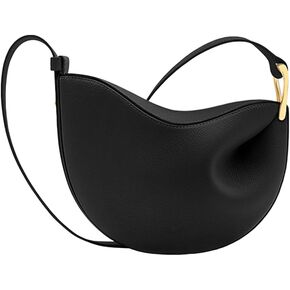 Women Leather Dumpling Bag PU Leather Shoulder Saddle Bag Solid Color Female Daily Commute Bag Adjustable Strap