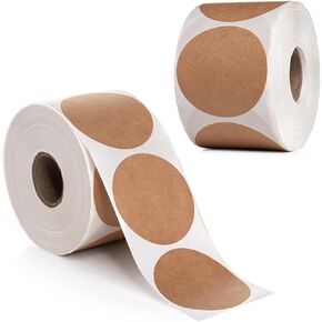 1000pcs Kraft Dot Stickers Roll 1 inch | Color Code Labels for Inventory, Organization Stickers | 1" Diameter Kraft Paper Adhesive Circles, 1000/roll