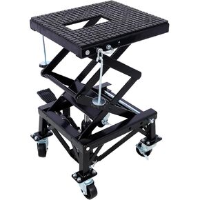 300 lbs Hydraulic Motorcycle Lift, Dirt Bike Stands, Hydraulic Motorcycle Scissor Jack with 4 Wheels, Motorcycle Lift Table red