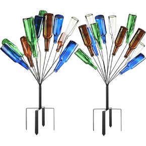 2 Pcs 12 Wine Bottle Tree 36inch Garden Decorative Bottle Holder Artificial Metal Bottle Trees Glass Bottle Display Frame for Garden Outdoor Decor