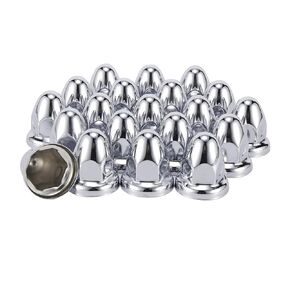 Steel Lug Nuts Covers 33mm x 2-1/2", Polished Bullet Flanged Caps Pointed Push-on Lug Nut Cover for Semi Trucks (20)