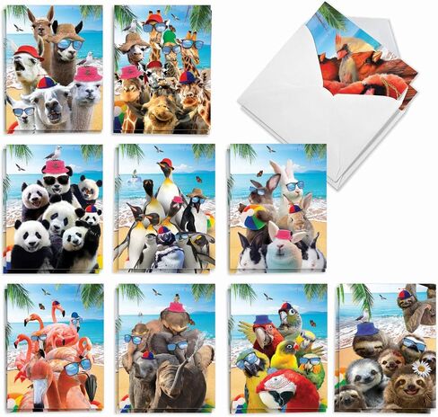 The Best Card Company - مجموعة 20 بطاقة ملاحظات فارغة متنوعة في صندوق مقاس 4 × 5.12 بوصة مع أظرف (10 تصميمات، 2 لكل واحدة) صور الحياة البرية AM10209OCB-B2x10 in Kuwait