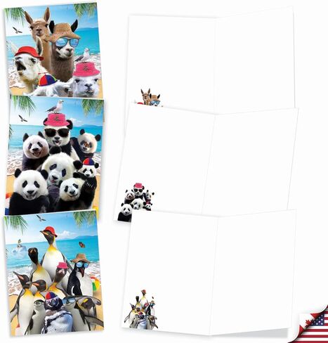The Best Card Company - مجموعة 20 بطاقة ملاحظات فارغة متنوعة في صندوق مقاس 4 × 5.12 بوصة مع أظرف (10 تصميمات، 2 لكل واحدة) صور الحياة البرية AM10209OCB-B2x10 in Kuwait