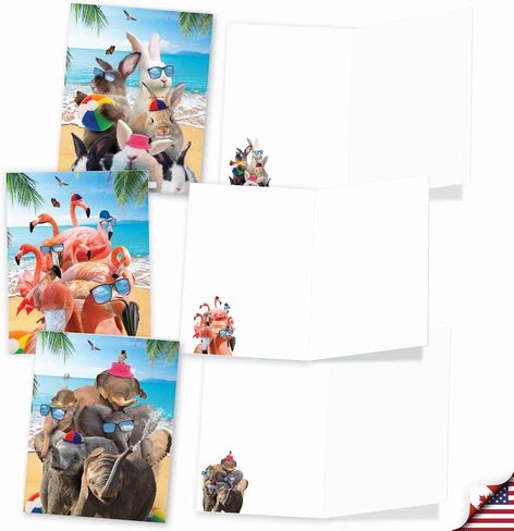 The Best Card Company - مجموعة 20 بطاقة ملاحظات فارغة متنوعة في صندوق مقاس 4 × 5.12 بوصة مع أظرف (10 تصميمات، 2 لكل واحدة) صور الحياة البرية AM10209OCB-B2x10 in Kuwait