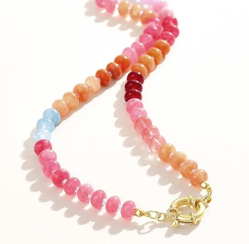 KELORIS PATH Beaded Gemstone Necklaces for Women, Boho Colorful Bead Choker Necklace, Natural Stone Handmade Summer Jewelry for Beach in Kuwait