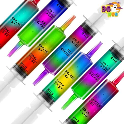 JOYIN 36 PCs 60ml Charge Plastic Syringes, 2 oz Reusable Container Tubes with Caps & Individually Wrapped; Easy-Grip Caps for Halloween Party Favor in Saudi Arabia