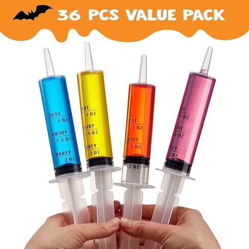 JOYIN 36 PCs 60ml Charge Plastic Syringes, 2 oz Reusable Container Tubes with Caps & Individually Wrapped; Easy-Grip Caps for Halloween Party Favor in Saudi Arabia