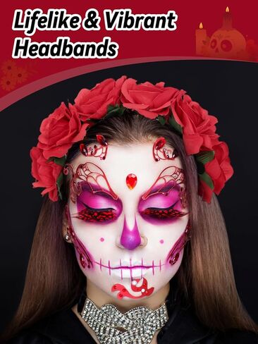 عصابة رأس على شكل تاج زهرة الورد المكسيكي من فريدا - غطاء رأس لعيد الهالوين لعيد الهالوين، غطاء رأس للحفلات التنكرية in Kuwait