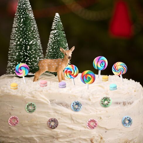 VioraWhite 60 Pcs Mini Christmas Decoration Miniature Fake Candy Decor for DIY Crafts Donut Macaroon Lollipop Cake Embellishment Xmas Tiny Candy Ornaments for DIY Craft Making Scrapbooking Supplies in Saudi Arabia