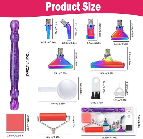 NIBESSER 17Pcs Diamond Art Painting Pen Tools Metal Tips Kit Stainless Screw Thread Tips Multi Placer Tips Roller Diamond Art Painting Accessories (Orange-Rose Gold Tips) in Saudi Arabia