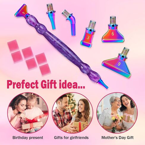 NIBESSER 17Pcs Diamond Art Painting Pen Tools Metal Tips Kit Stainless Screw Thread Tips Multi Placer Tips Roller Diamond Art Painting Accessories (Orange-Rose Gold Tips) in Saudi Arabia