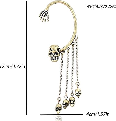 Skeleton Earrings Dangle for Women Vintage Long Tassel Skulls Earrings Piercing Ear Cuff Gothic Punk Skull Earrings Halloween Jewelry in Kuwait